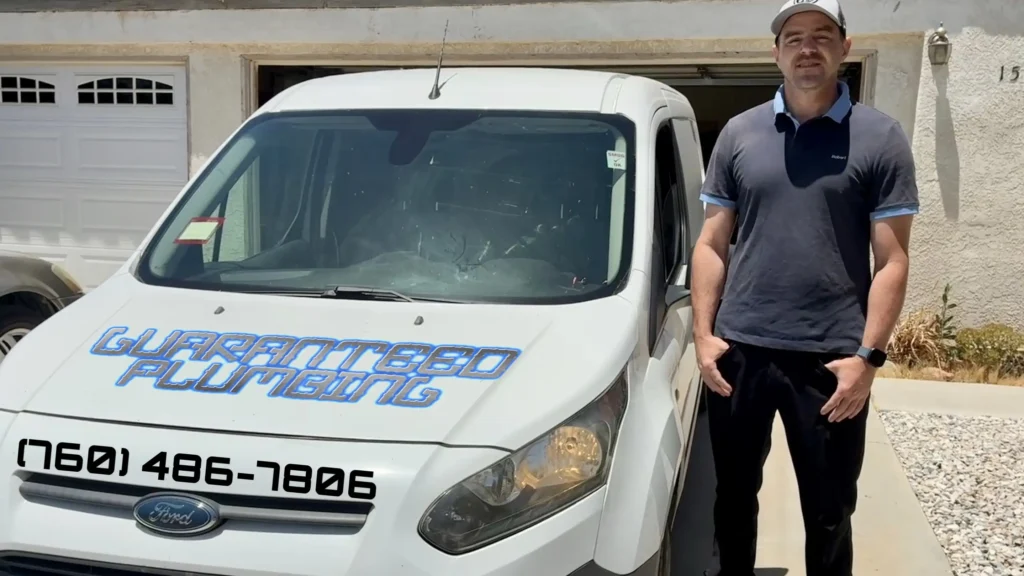 Guaranteed Plumbing truck and owner Robert Penkova - Trusted local plumber serving Victorville and High Desert California